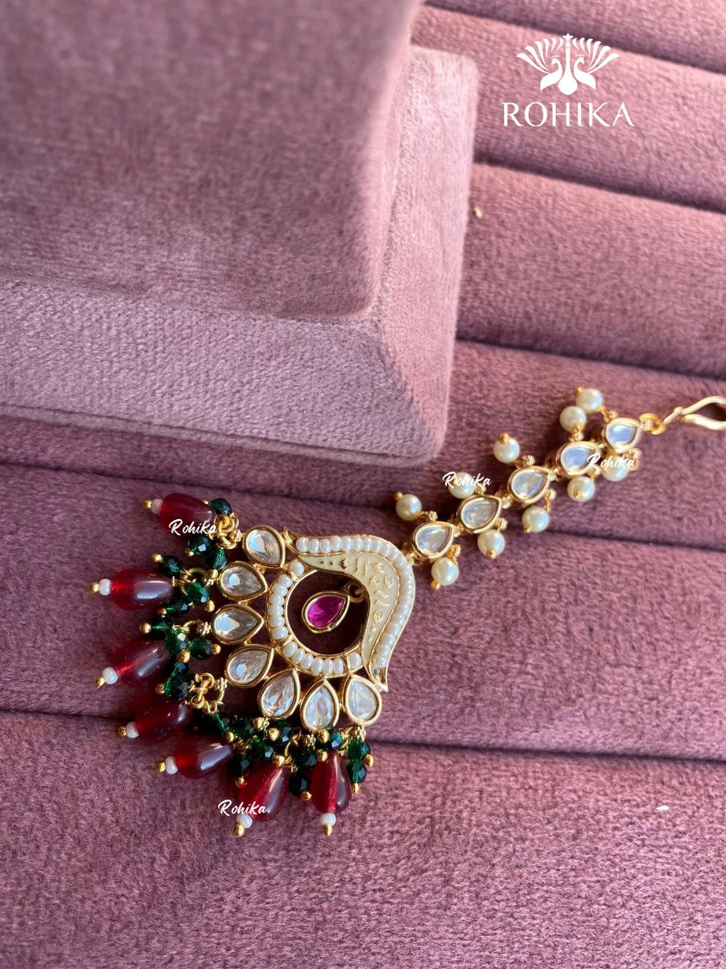 Polki kundan maangtikka (PLKM-029) - Ruby red