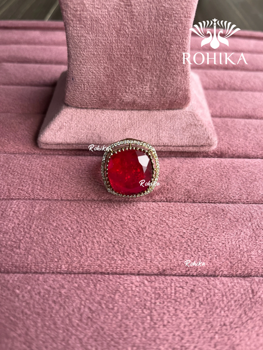 Angana polki kundan ring (SG-102) - Ruby red