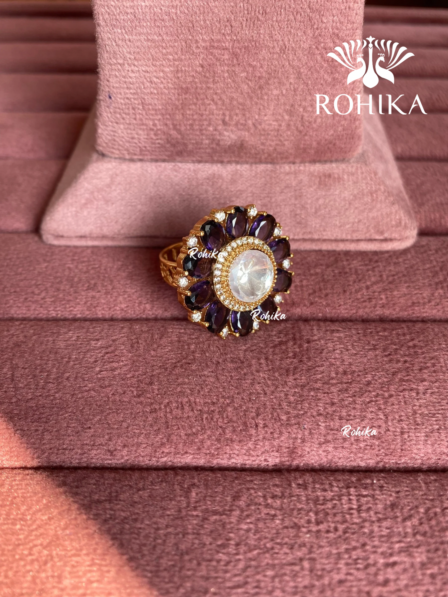 Angana polki kundan ring (SG-094) - Purple