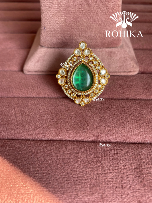 Angana polki kundan ring (SG-127) - Mint green