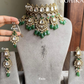 Visha bikaneri polki kundan necklace set - Dark green