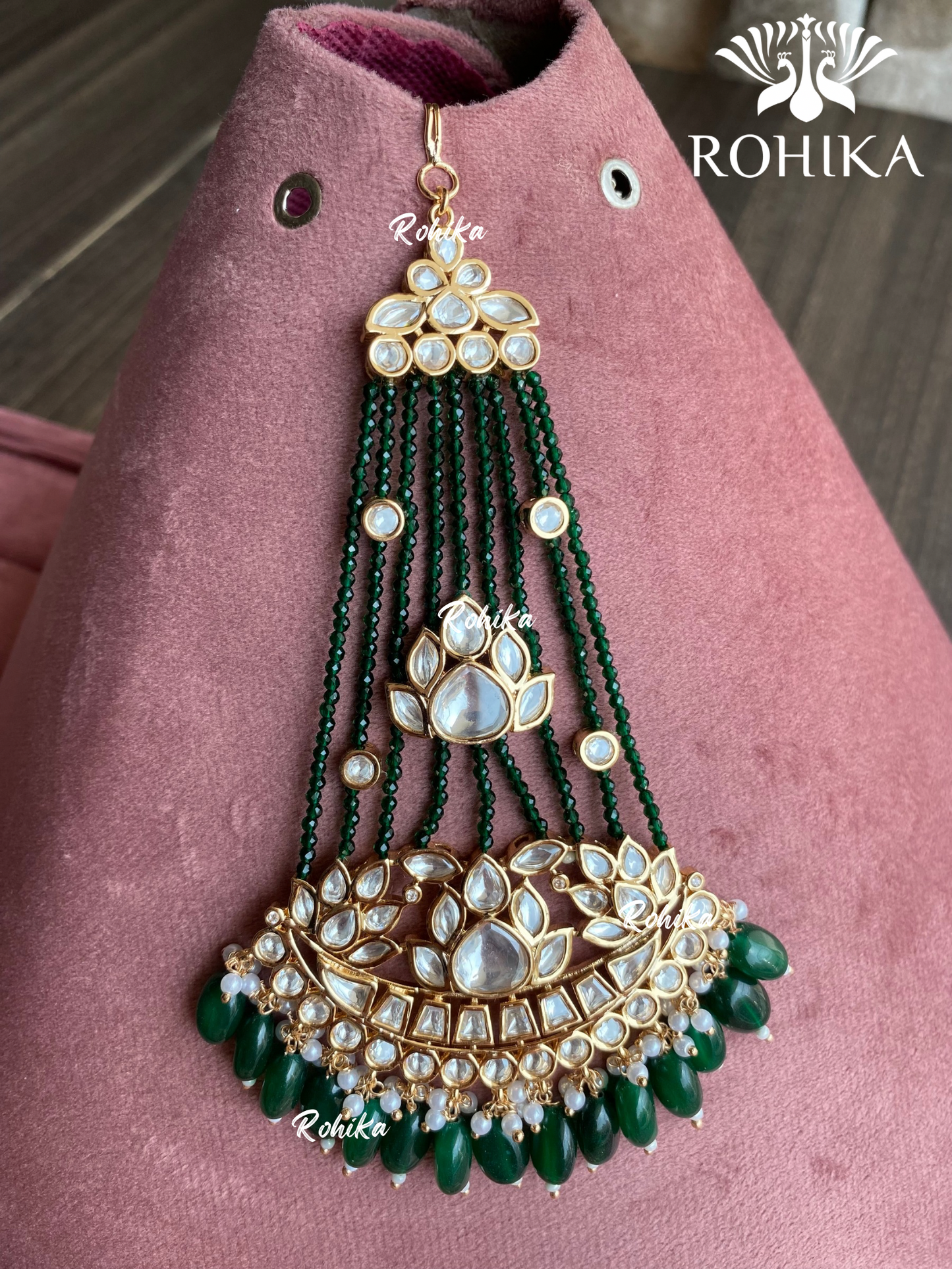 Bandini polki kundan passa /jhoomer (003) - Dark green