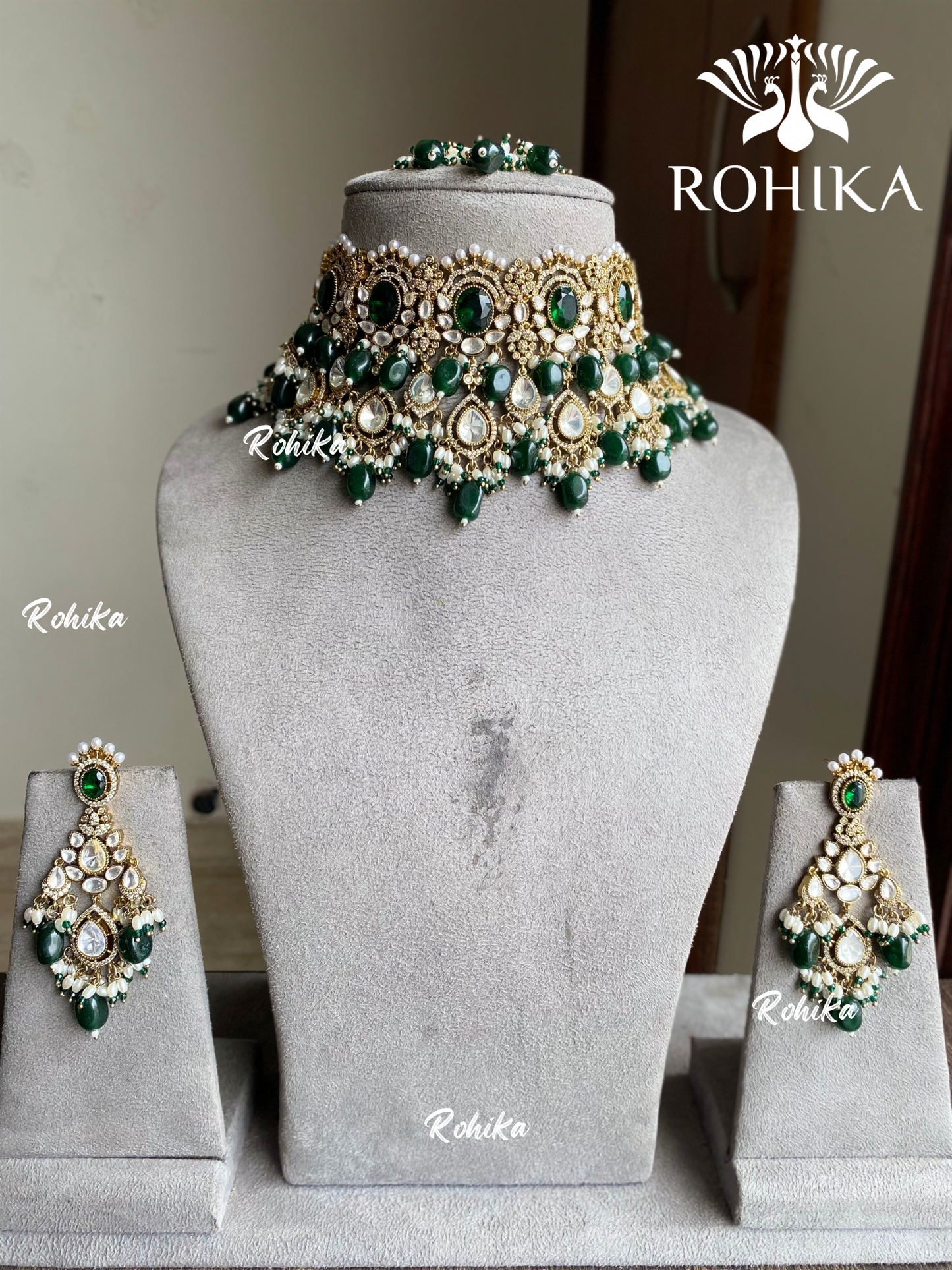 Mihu polki kundan choker set - Green