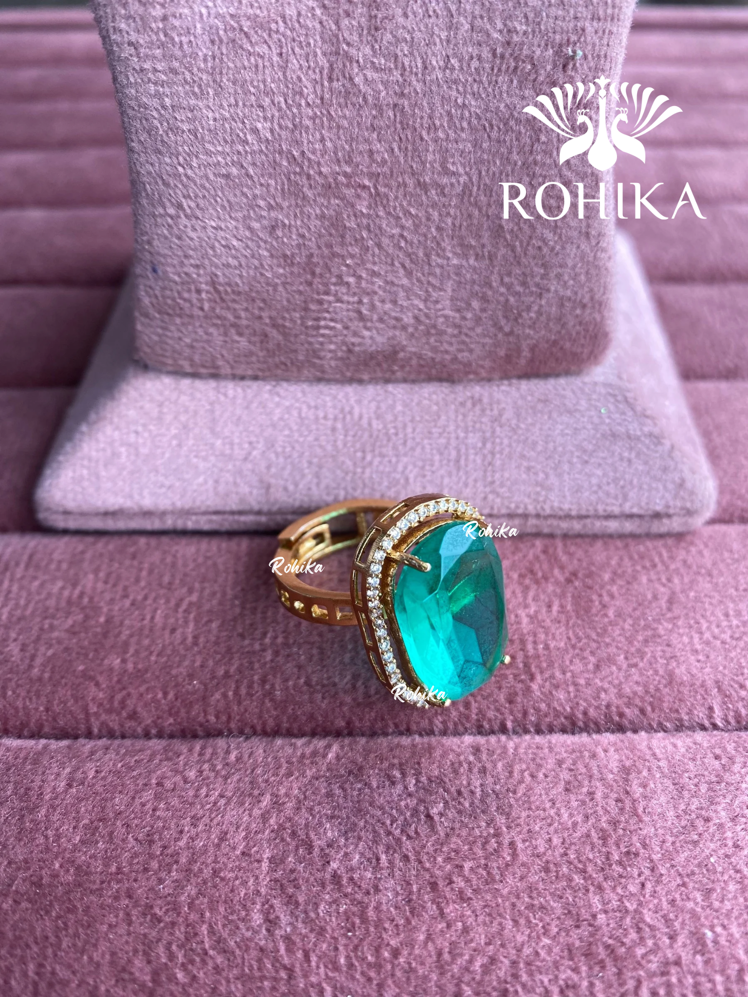 Angana polki kundan ring (SG-093) - Mint green 