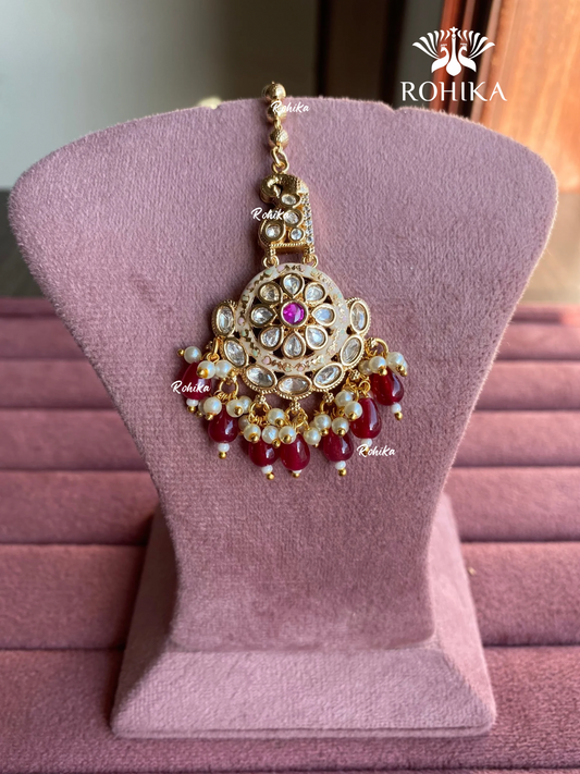 Polki kundan maangtikka (PLKM-027) - Ruby red