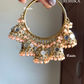 Leena mirror jhumki bali earrings - Light peach