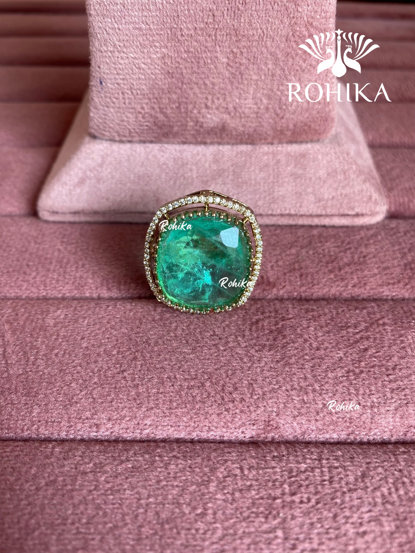 Angana polki kundan ring (SG-102) - Mint green