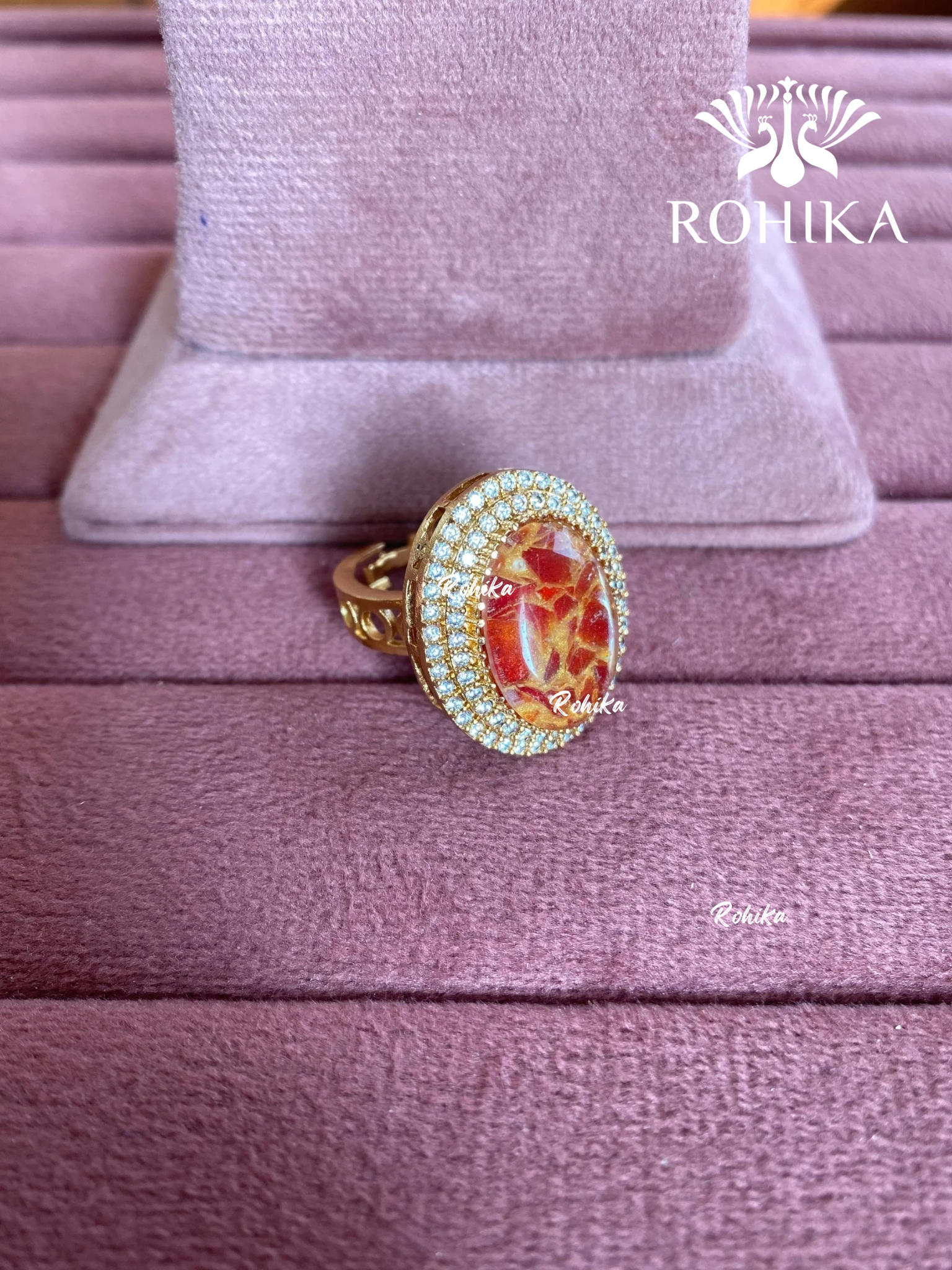 Angana polki kundan ring (SG-137) - Red