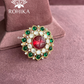 Angana polki kundan ring  (SG-008) - Red and dark green