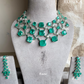 Ishma doublets american diamond necklace set - Dark green