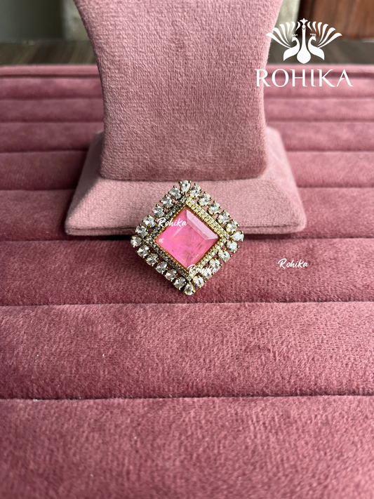 Angana polki kundan ring (SG-140) - Pink