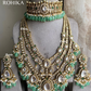 Saanjh polki kundan bridal combo set - Mint green