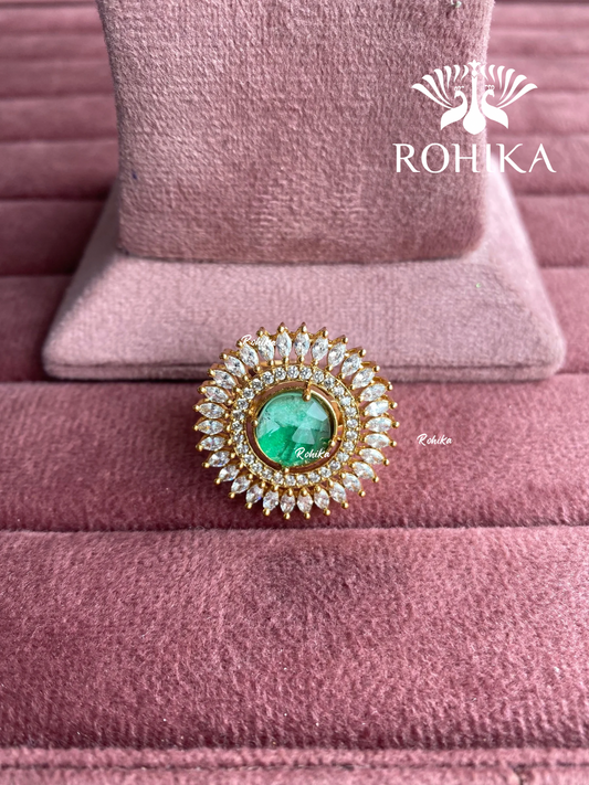 Angana polki kundan ring (SG-121) - Mint green