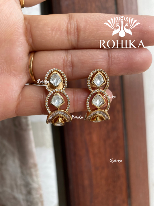 Vibha polki kundan earrings(001)- Golden