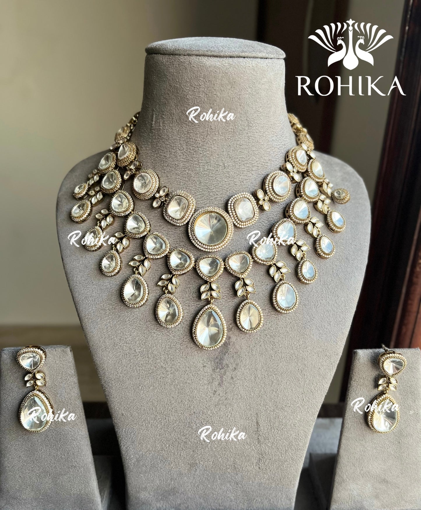 Adhisha polki kundan necklace set