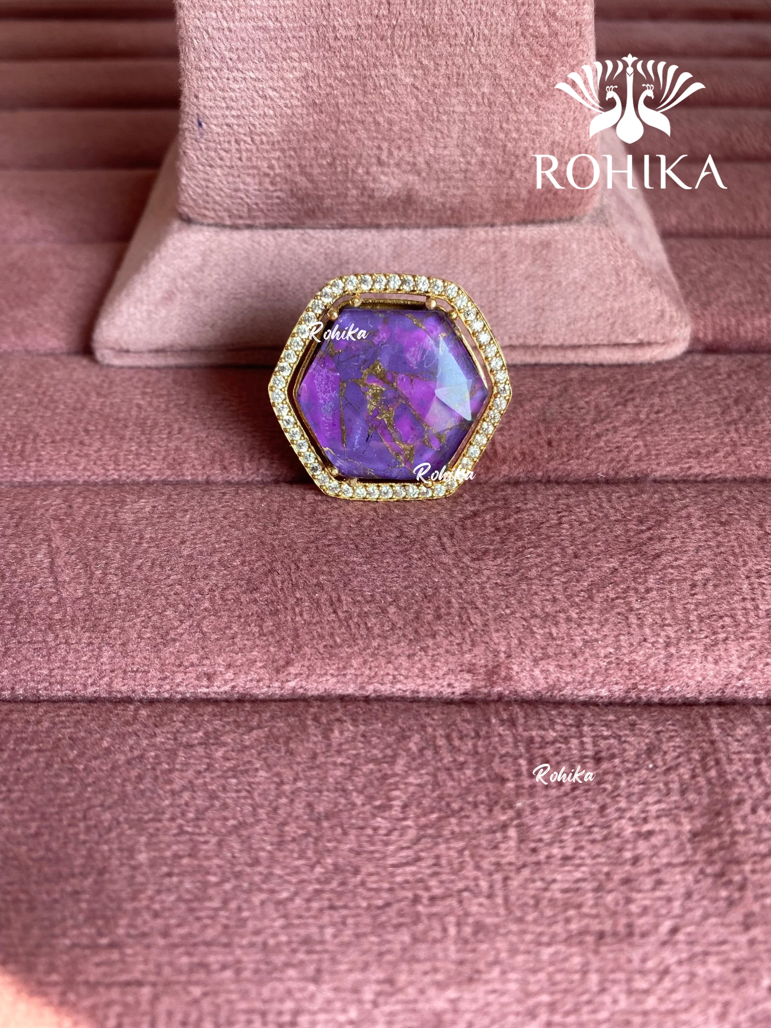 Angana polki kundan ring (SG-141) - Purple