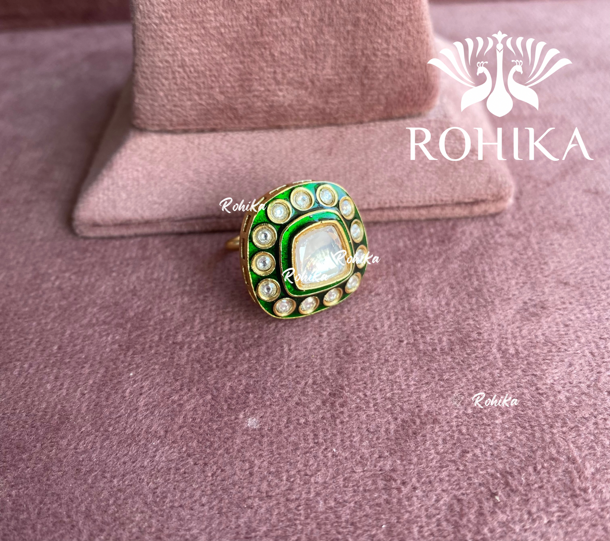 Angana polki kundan ring  (SG-051) - Dark green