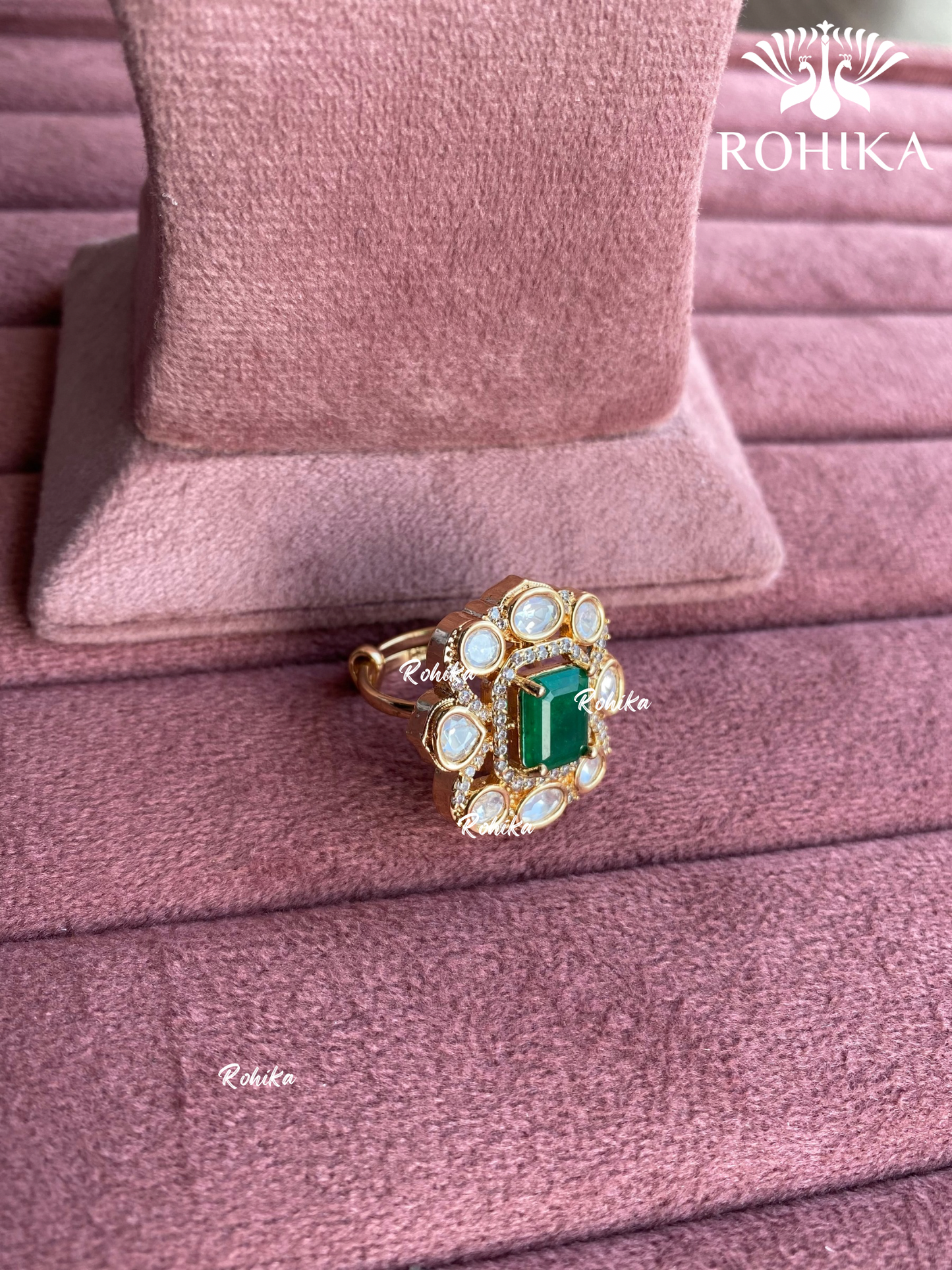 Angana polki kundan ring (SG-082) - Green