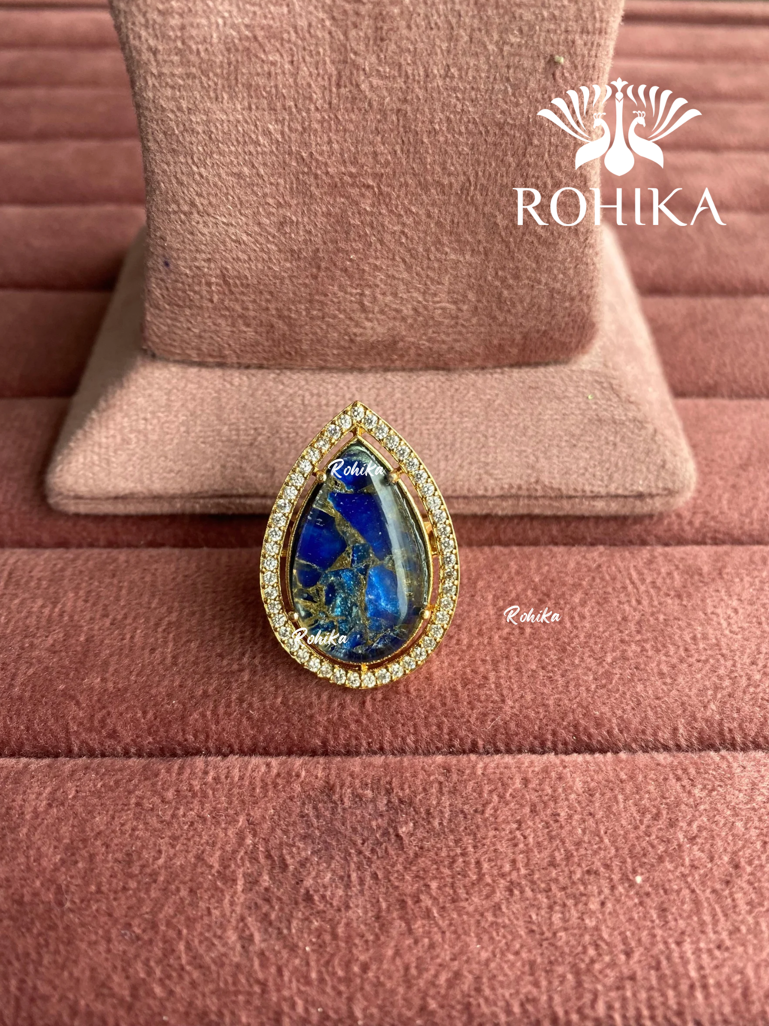 Angana polki kundan ring (SG-123) - Blue