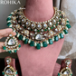 Tapasya polki kundan bridal necklace set - Dark Green