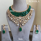 Katrina moisanite polki kundan necklace set - Dark green