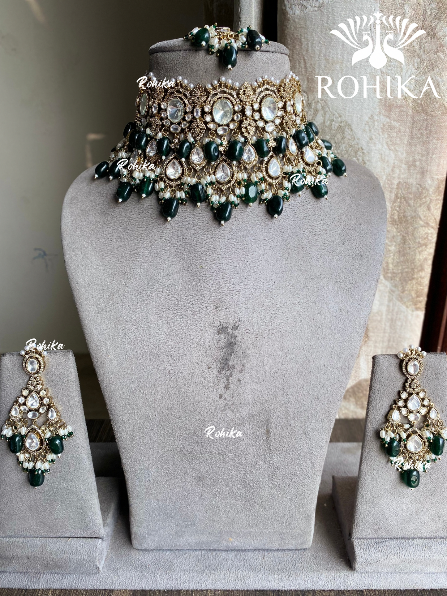 Mihu polki kundan choker set - Green