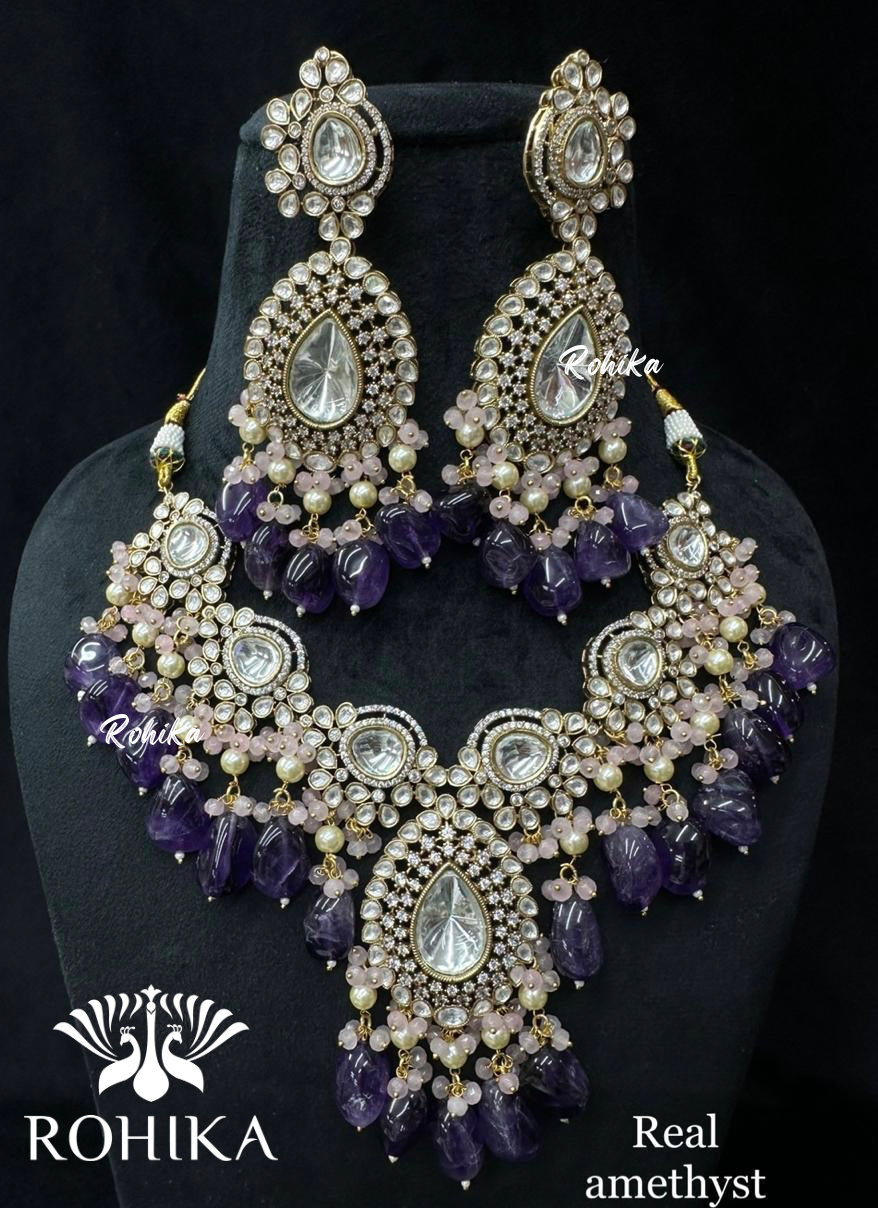 Paridhi polki kundan choker set - Purple