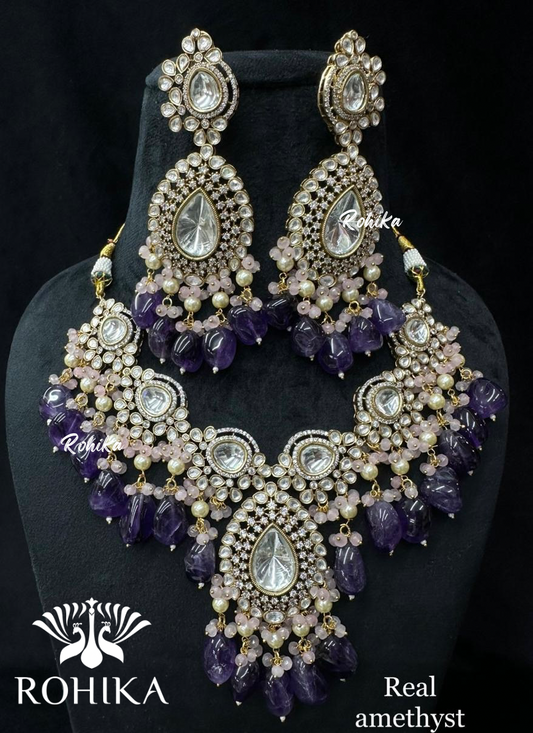 Paridhi polki kundan choker set - Purple