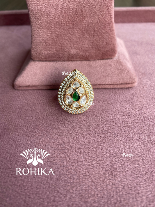 Angana polki kundan ring  (SG-023) - Green