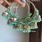 Leena mirror jhumki bali earrings - Mint Green