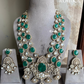 Sakhi moisanite long necklace set -  Dark Green