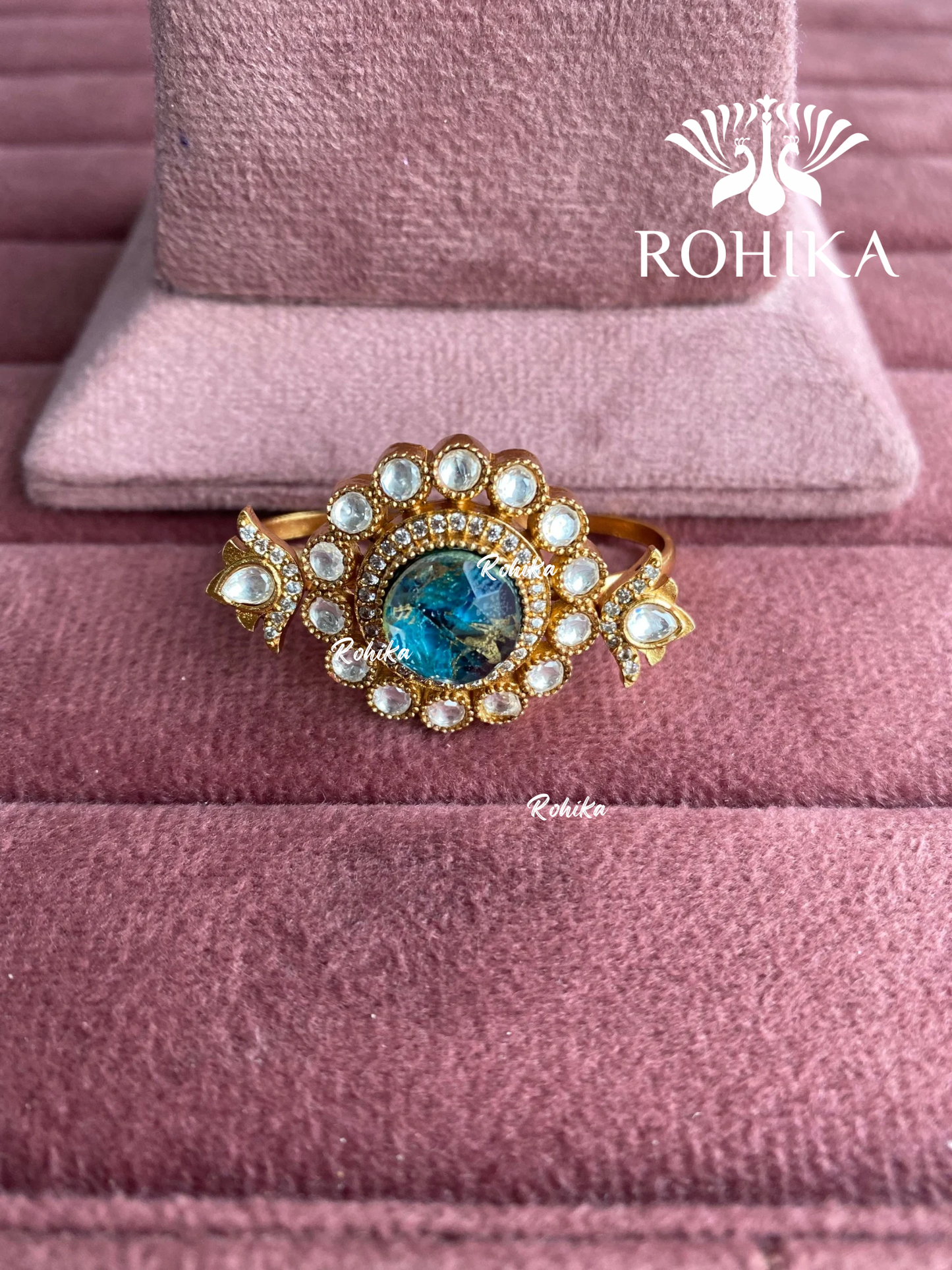 Angana polki kundan ring (SG-145) - Blue