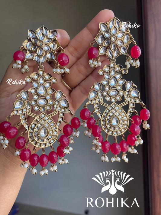 Anupama kundan earrings - Meganta