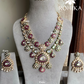 Tapasya moisanite polki necklace set - Green and Pink