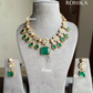 Ananya doublet kundan necklace set - Dark Green