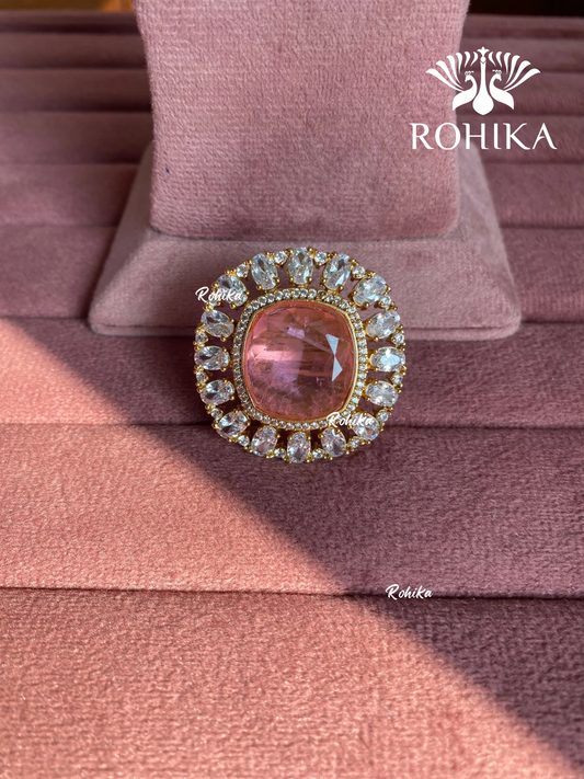 Angana polki kundan ring (SG-139) - Pink