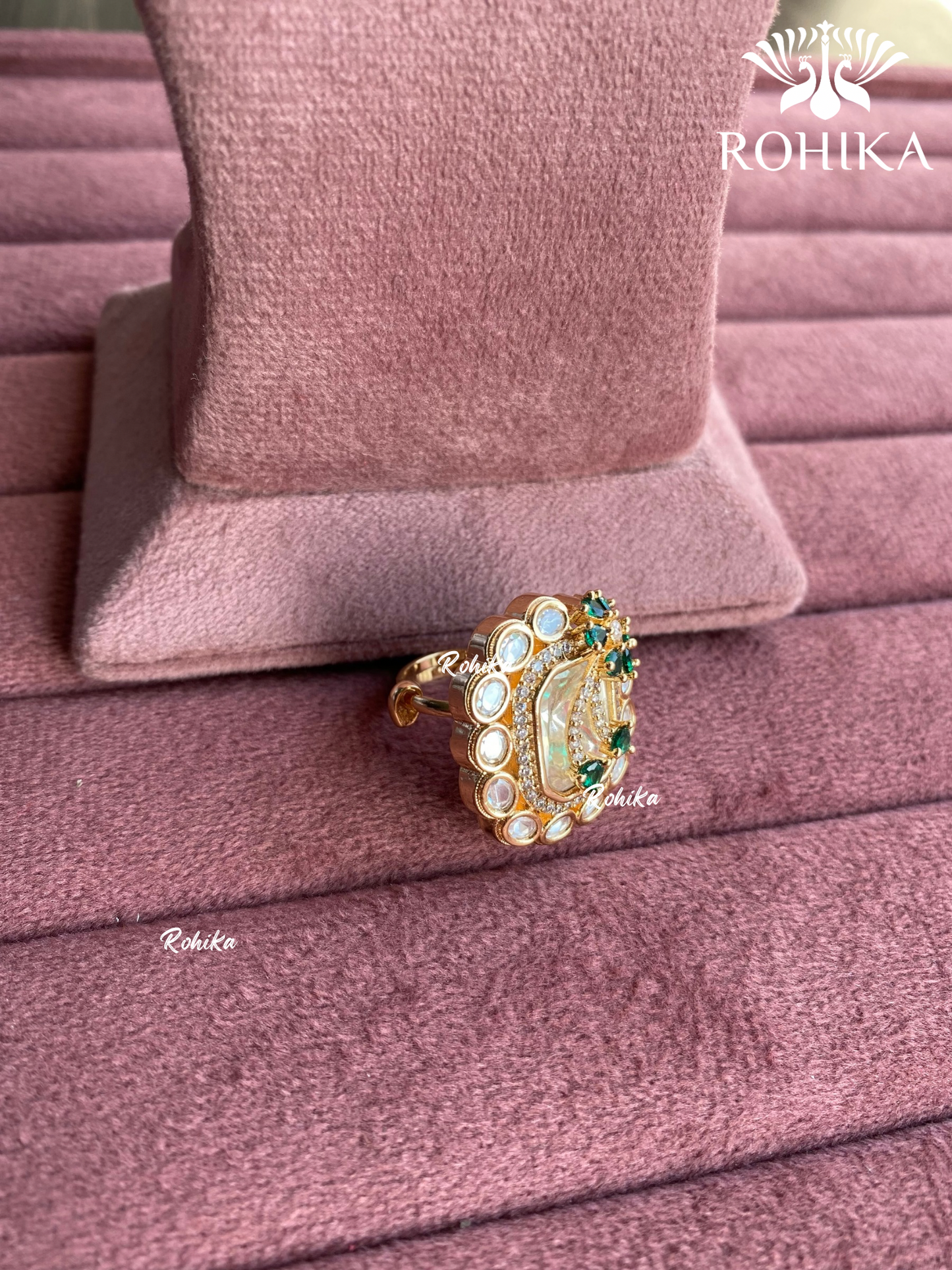 Angana polki kundan ring (SG-086) - Green