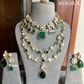 Meera doublet kundan combo set - Dark Green