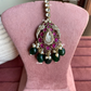 Polki kundan maangtikka (PLKM-052) - Dark green & pink