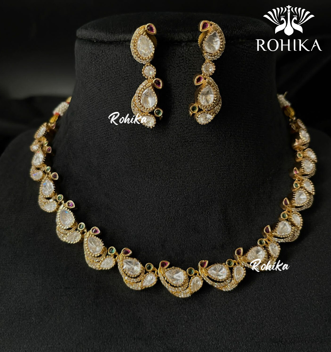 Vihag polki kundan necklace set - Golden polish