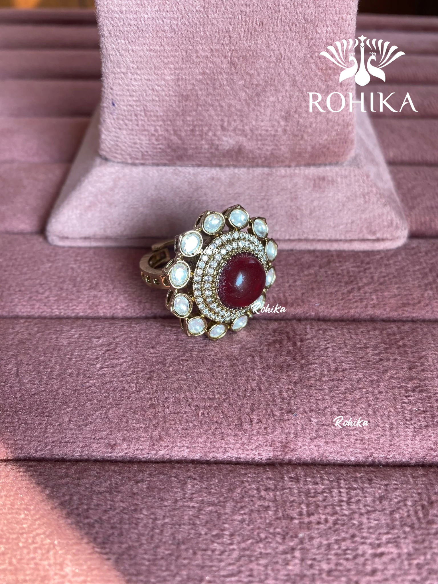 Angana polki kundan ring (SG-138) - Red