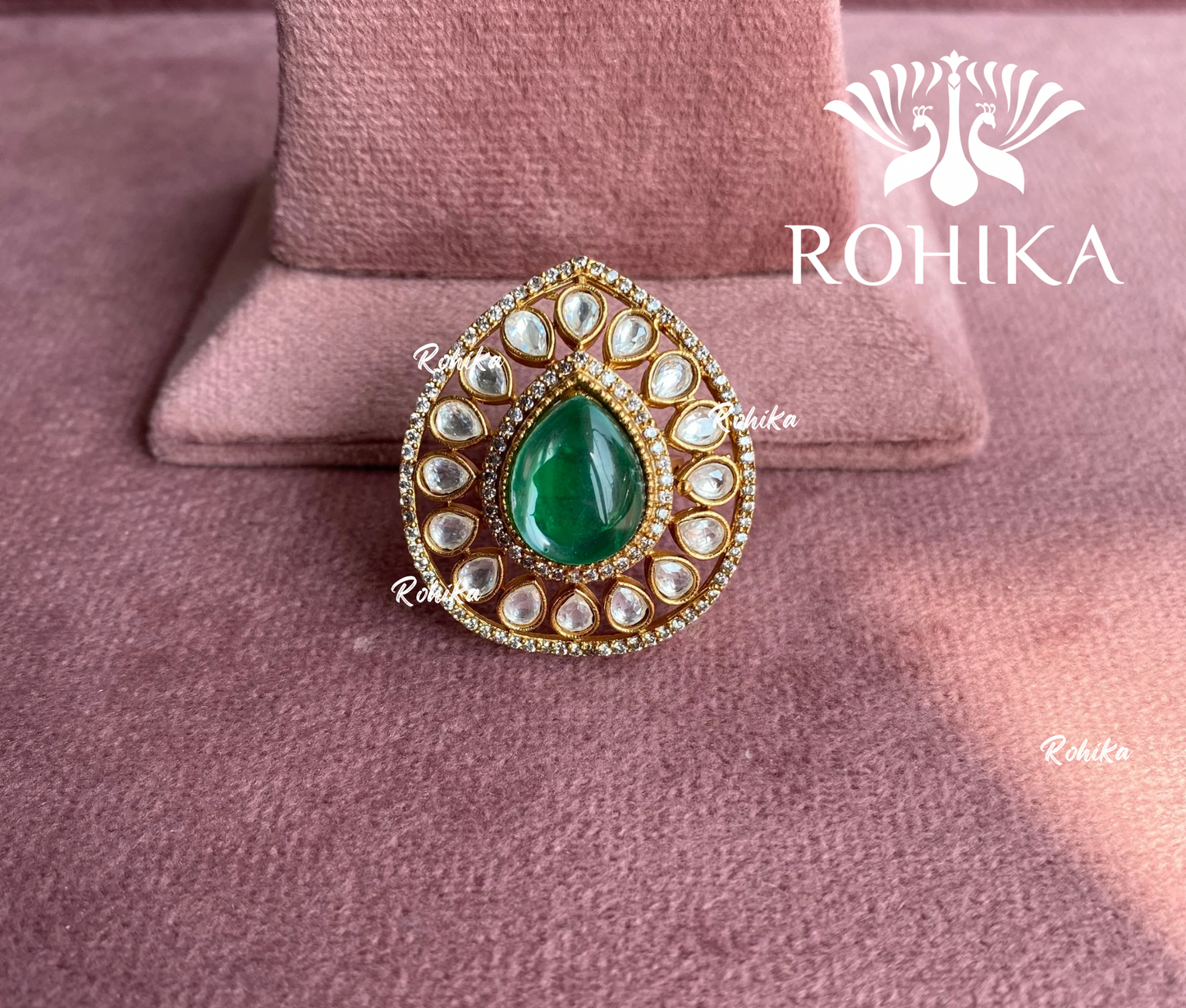 Angana polki kundan ring  (SG-035) - Green