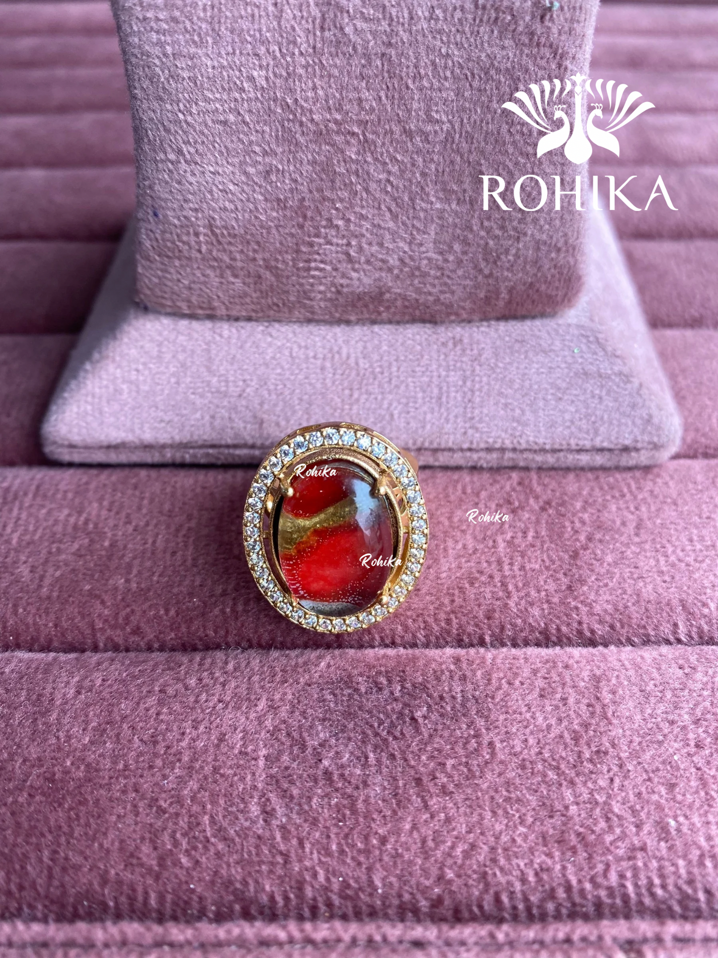 Angana polki kundan ring (SG-090) - Red