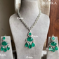 Guna doublets american diamond necklace set - Dark green