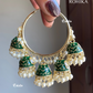 Neena meenakari jhumki bali earrings - Dark Green