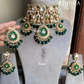 Prithvi moisanite polki kundan choker set - Green