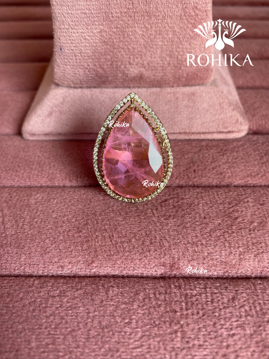 Angana polki kundan ring (SG-108) - Pink