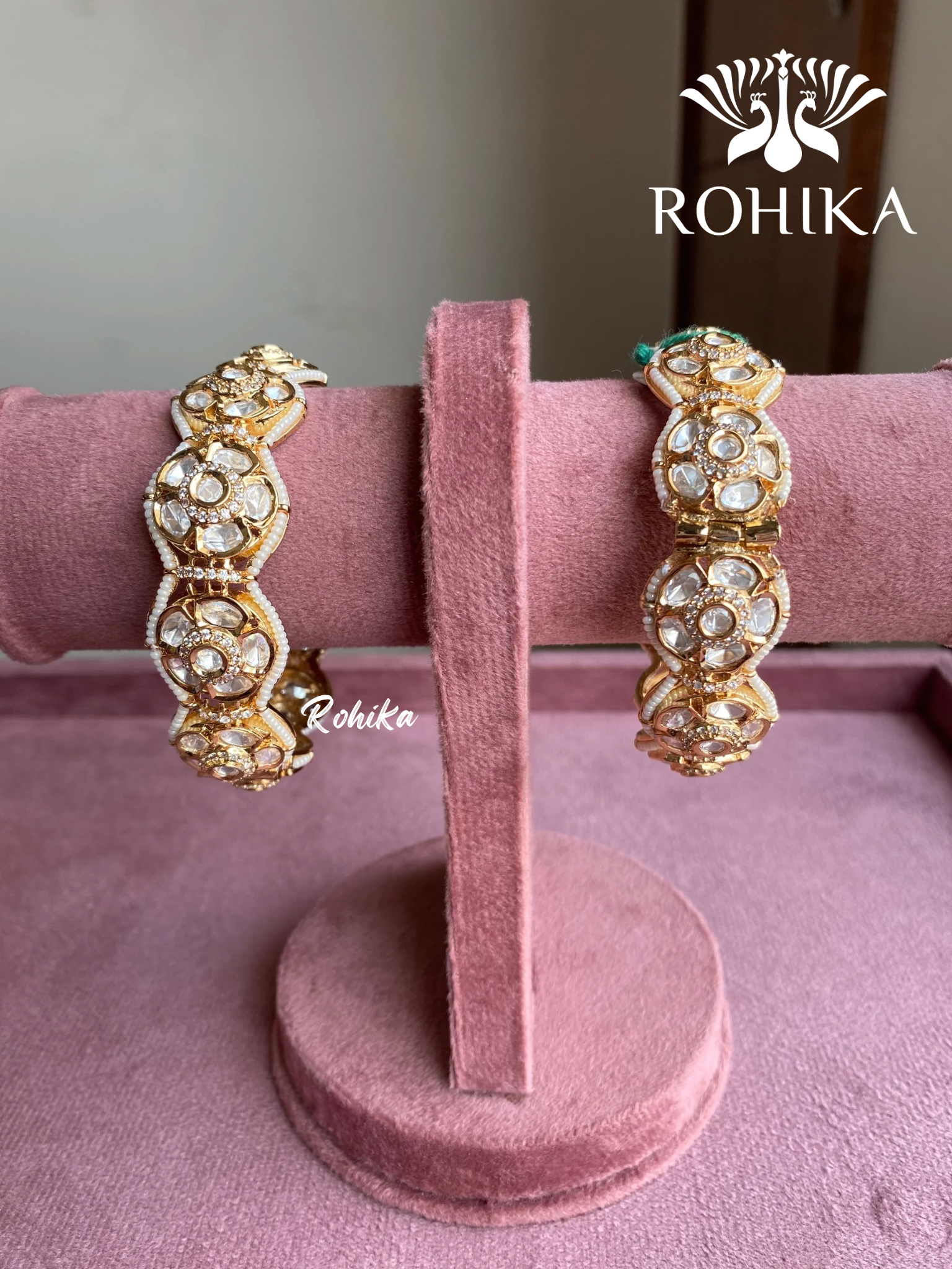 Pushp polki kundan kada/bangles