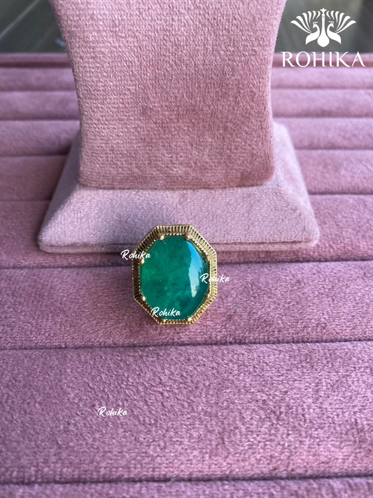 Angana polki kundan ring (SG-076) - Dark green