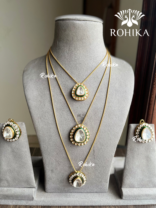 Akaya layered necklace set - Dark Green